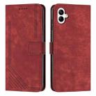For Samsung Galaxy A07 4G Skin Feel Stripe Pattern Leather Phone Case with Lanyard(Red) - 1