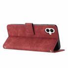 For Samsung Galaxy A07 4G Skin Feel Stripe Pattern Leather Phone Case with Lanyard(Red) - 3