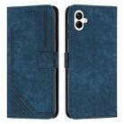 For Samsung Galaxy A07 4G Skin Feel Stripe Pattern Leather Phone Case with Lanyard(Blue) - 1