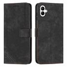 For Samsung Galaxy A07 4G Skin Feel Stripe Pattern Leather Phone Case with Lanyard(Black) - 1
