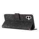 For Samsung Galaxy A07 4G Skin Feel Stripe Pattern Leather Phone Case with Lanyard(Black) - 3