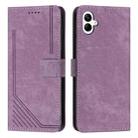 For Samsung Galaxy A07 4G Skin Feel Stripe Pattern Leather Phone Case with Lanyard(Purple) - 1