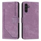 For Samsung Galaxy A17 / A26 5G Skin Feel Stripe Pattern Leather Phone Case with Lanyard(Purple) - 1