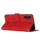 For Samsung Galaxy M35 Skin Feel Heart Embossed Leather Phone Case with Long Lanyard(Red) - 3