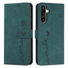 For Samsung Galaxy F16 5G / M16 5G Skin Feel Heart Embossed Leather Phone Case with Long Lanyard(Green) - 1