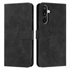 For Samsung Galaxy F16 5G / M16 5G Skin Feel Heart Embossed Leather Phone Case with Long Lanyard(Black) - 1
