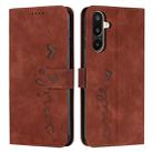 For Samsung Galaxy F16 5G / M16 5G Skin Feel Heart Embossed Leather Phone Case with Long Lanyard(Brown) - 1
