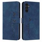 For Samsung Galaxy A16 5G Skin Feel Heart Embossed Leather Phone Case with Long Lanyard(Blue) - 1