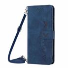 For Samsung Galaxy A16 5G Skin Feel Heart Embossed Leather Phone Case with Long Lanyard(Blue) - 2