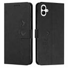 For Samsung Galaxy A06 4G Skin Feel Heart Embossed Leather Phone Case with Long Lanyard(Black) - 1