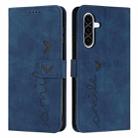 For Samsung Galaxy A36 5G Skin Feel Heart Embossed Leather Phone Case with Long Lanyard(Blue) - 1