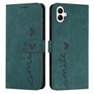 For Samsung Galaxy A07 4G Skin Feel Heart Embossed Leather Phone Case with Long Lanyard(Green) - 1