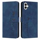 For Samsung Galaxy A07 4G Skin Feel Heart Embossed Leather Phone Case with Long Lanyard(Blue) - 1