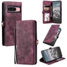 For Google Pixel 9 / 9 Pro Skin Feel Totem Embossed Leather Phone Case(Wine Red) - 1