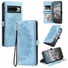 For Google Pixel 9 Pro XL Skin Feel Totem Embossed Leather Phone Case(Blue) - 1