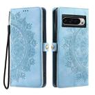 For Google Pixel 9 Pro XL Skin Feel Totem Embossed Leather Phone Case(Blue) - 3