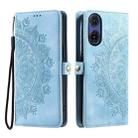 For Motorola Moto G85 Skin Feel Totem Embossed Leather Phone Case(Blue) - 3