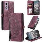 For Motorola Moto G24 / G04 Skin Feel Totem Embossed Leather Phone Case(Wine Red) - 1