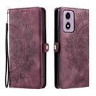 For Motorola Moto G24 / G04 Skin Feel Totem Embossed Leather Phone Case(Wine Red) - 3