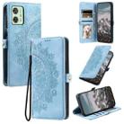 For Motorola Moto G54 Skin Feel Totem Embossed Leather Phone Case(Blue) - 1