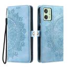 For Motorola Moto G54 Skin Feel Totem Embossed Leather Phone Case(Blue) - 3