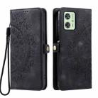 For Motorola Moto G54 Skin Feel Totem Embossed Leather Phone Case(Black) - 3