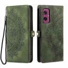 For Motorola Moto G55 Skin Feel Totem Embossed Leather Phone Case(Deep Green) - 2