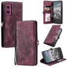 For Motorola Moto G55 Skin Feel Totem Embossed Leather Phone Case(Wine Red) - 1