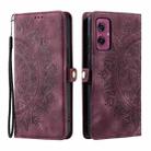 For Motorola Moto G55 Skin Feel Totem Embossed Leather Phone Case(Wine Red) - 2