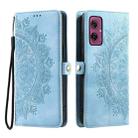 For Motorola Moto G55 Skin Feel Totem Embossed Leather Phone Case(Blue) - 2