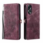 For OPPO A58 4G Skin Feel Totem Embossed Leather Phone Case(Wine Red) - 3