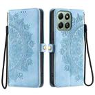 For Honor X6b / X6a Skin Feel Totem Embossed Leather Phone Case(Blue) - 1