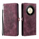 For Honor X9b Skin Feel Totem Embossed Leather Phone Case(Wine Red) - 3