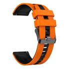 20mm Vertical Two Color Silicone Watch Band(Orange+Black) - 2