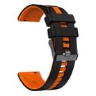 20mm Vertical Two Color Silicone Watch Band(Black+Orange) - 2