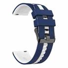 20mm Vertical Two Color Silicone Watch Band(Dark Blue+White) - 2