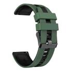 22mm Vertical Two Color Silicone Watch Band(Olive Green+Black) - 2