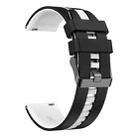 22mm Vertical Two Color Silicone Watch Band(Black+White) - 2