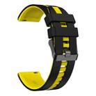 22mm Vertical Two Color Silicone Watch Band(Black+Yellow) - 2