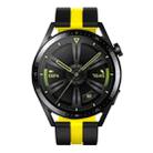 22mm Vertical Two Color Silicone Watch Band(Black+Yellow) - 3