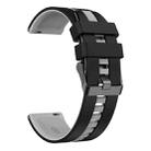 22mm Vertical Two Color Silicone Watch Band(Black+Grey) - 2