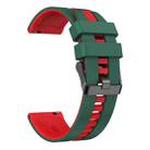 22mm Vertical Two Color Silicone Watch Band(Dark Green+Red) - 2