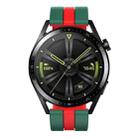 22mm Vertical Two Color Silicone Watch Band(Dark Green+Red) - 3