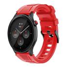 22mm Sports Style Steel Buckle Silicone Watch Band(Red) - 1