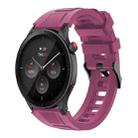 22mm Sports Style Steel Buckle Silicone Watch Band(Wine Red) - 1