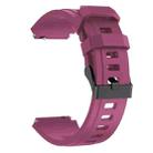 22mm Sports Style Steel Buckle Silicone Watch Band(Wine Red) - 2