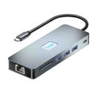 BYL-2411 11 in 1 Type-C HUB Docking Station with 3 x USB3.0, PD100W,  SD/TF, RJ45, Type-C, VGA, HDTV, 3.5mm Jack - 1