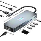 BYL-2411 11 in 1 Type-C HUB Docking Station with 3 x USB3.0, PD100W,  SD/TF, RJ45, Type-C, VGA, HDTV, 3.5mm Jack - 2