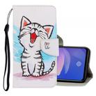 For Vivo S1 Pro 3D Colored Drawing Horizontal Flip PU Leather Case with Holder & Card Slots & Wallet(Red Mouth Cat) - 1