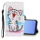 For Vivo V19 3D Colored Drawing Horizontal Flip PU Leather Case with Holder & Card Slots & Wallet(Red Mouth Cat) - 1